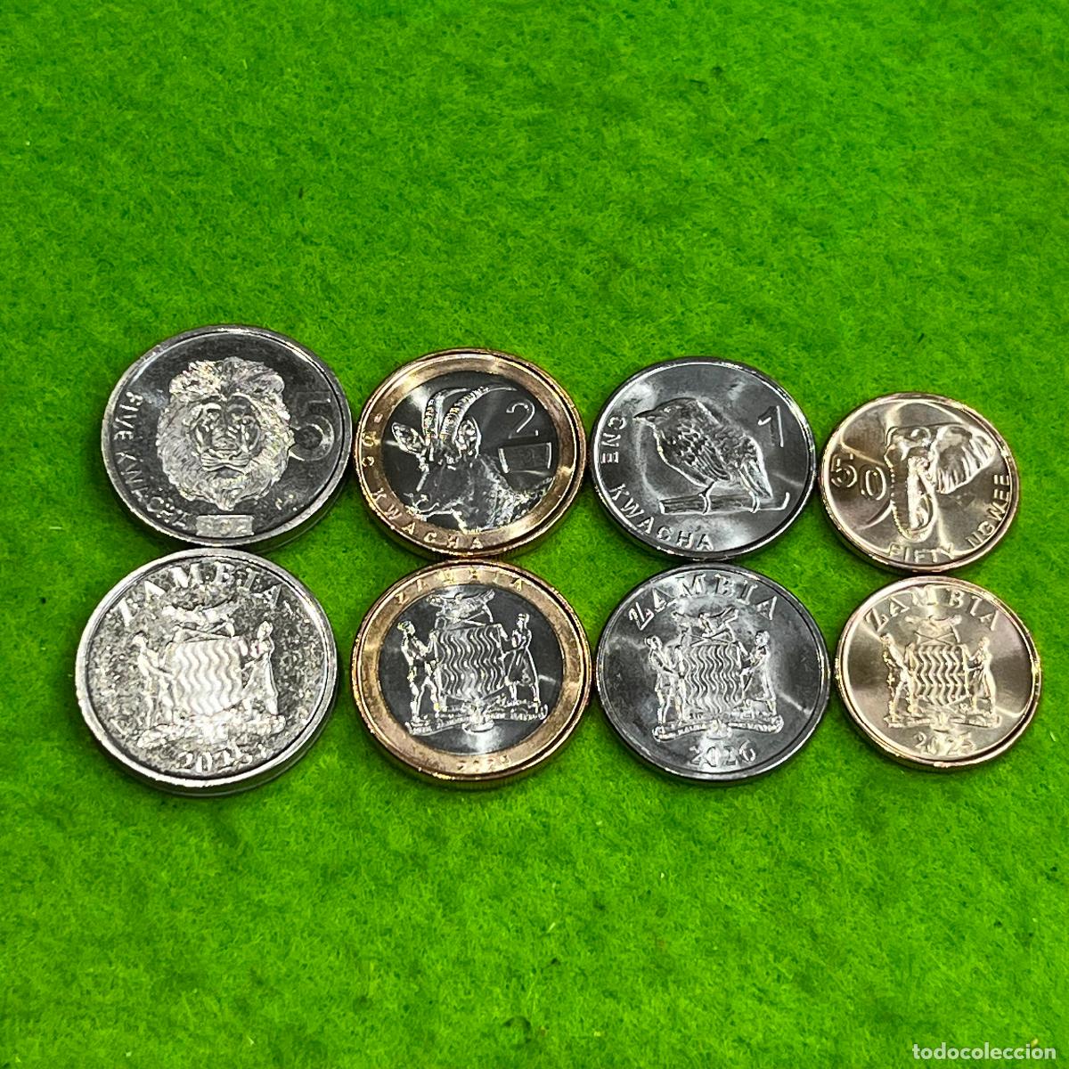 Monedas antiguas de &Aacute;frica: Zambia lote 4 monedas, 50 ngwee, 1, 2 y 5 kwacha, 2025-26, 4 mo , 17441