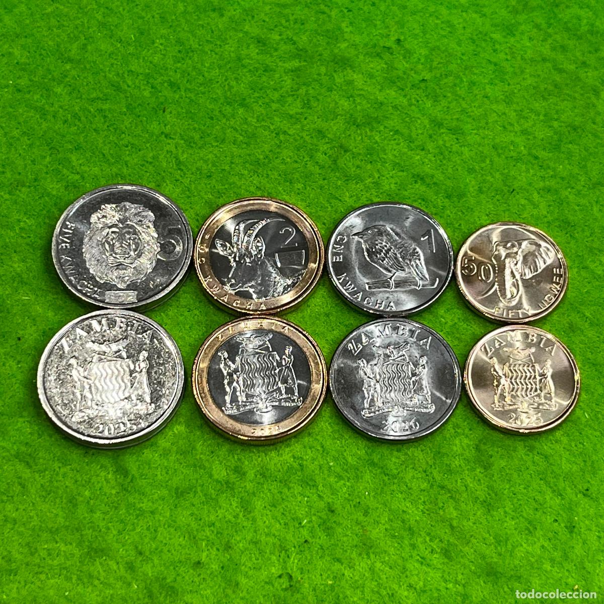 Monedas antiguas de &Aacute;frica: Zambia lote 4 monedas, 50 ngwee, 1, 2 y 5 kwacha, 2025-26, mo , 17441