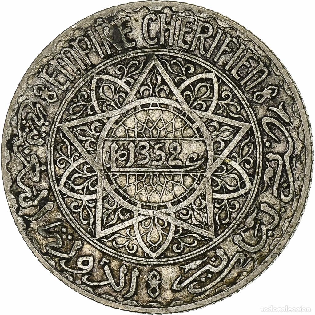 Monedas antiguas de &Aacute;frica: [#1213187] Marruecos, Mohammed V, 5 Francs, AH 1352/1933, Paris, Plata, MBC