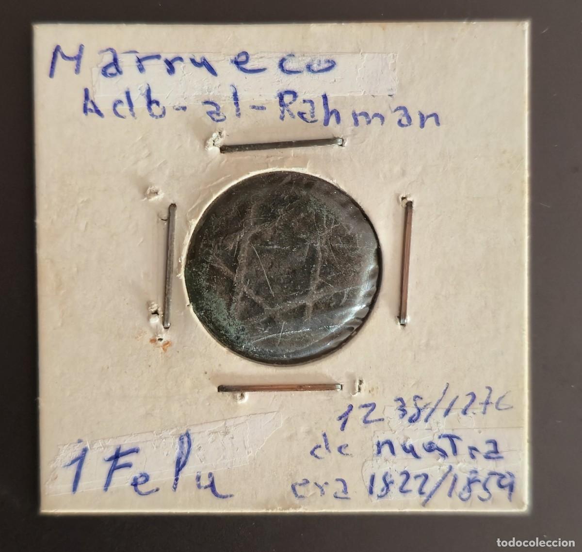Monedas antiguas de &Aacute;frica: MONEDA Falus de bronce de Marruecos - MONEDA ENCARTONADA