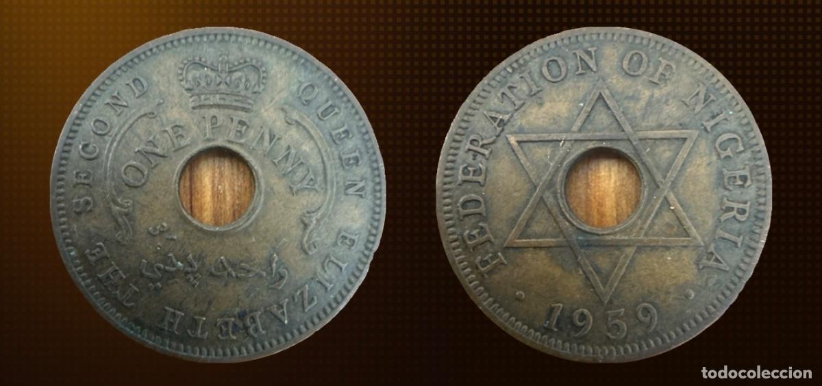 Monedas antiguas de &Aacute;frica: Nigeria 1 penique &middot; 1959