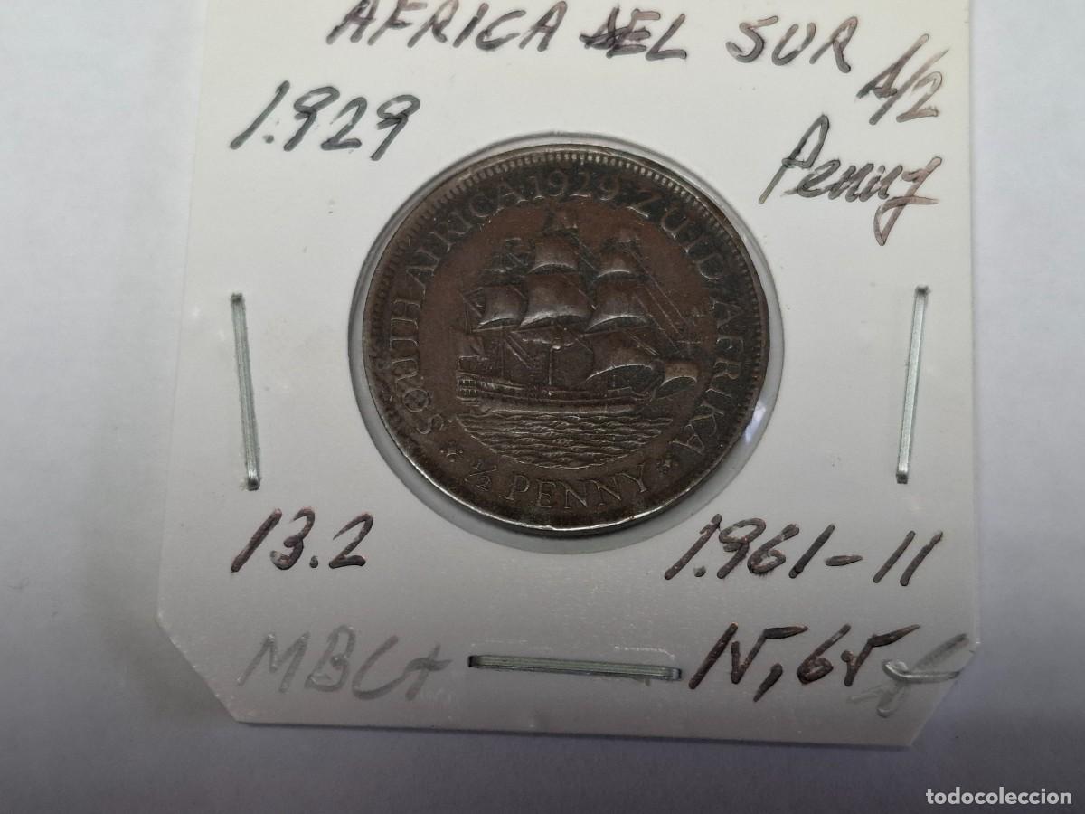 Monedas antiguas de &Aacute;frica: 1/2 de PENNY de 1929 KM 13.2 AFRICA DEL SUR en MBC+