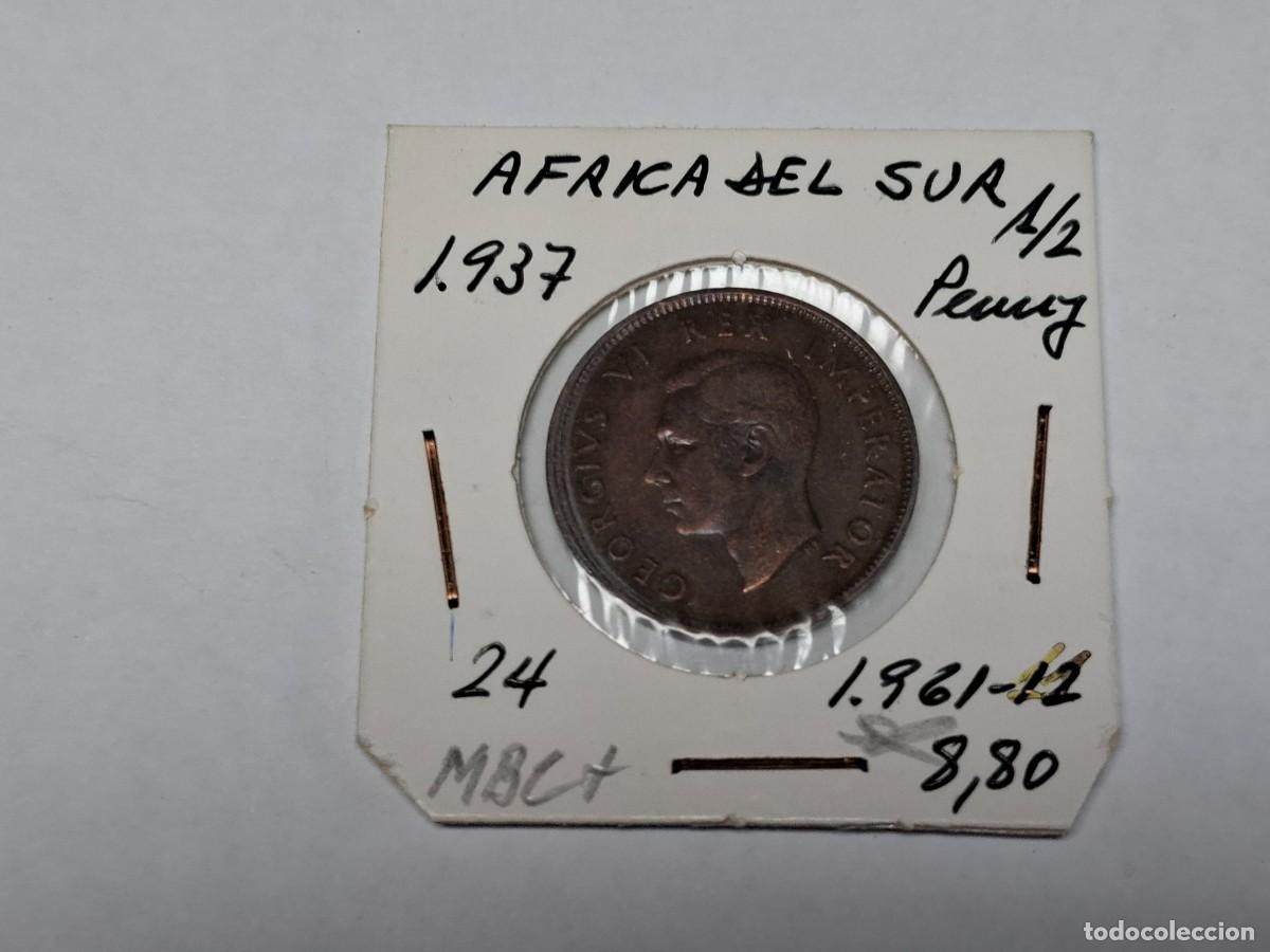 Monedas antiguas de &Aacute;frica: 1/2 de PENNY de 1937 KM 24 AFRICA DEL SUR en MBC+