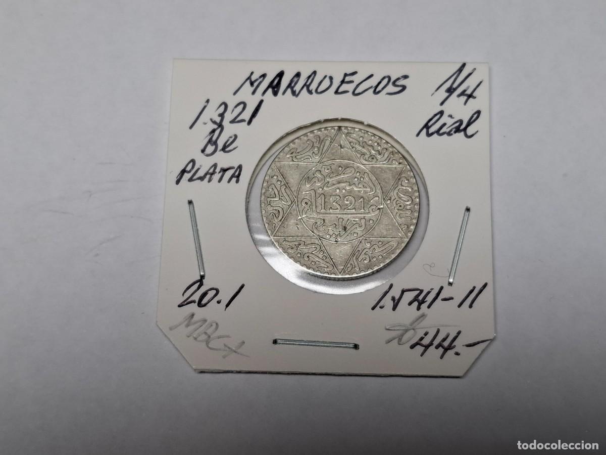 Monedas antiguas de &Aacute;frica: 1/4 de RIAL de PLATA de 1321 Be KM 20.1 MARRUECOS en MBC+