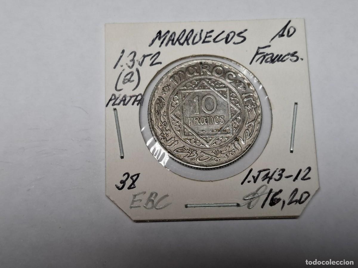 Monedas antiguas de &Aacute;frica: 10 FRANCS de PLATA de 1352 a KM 38 MARRUECOS en EBC