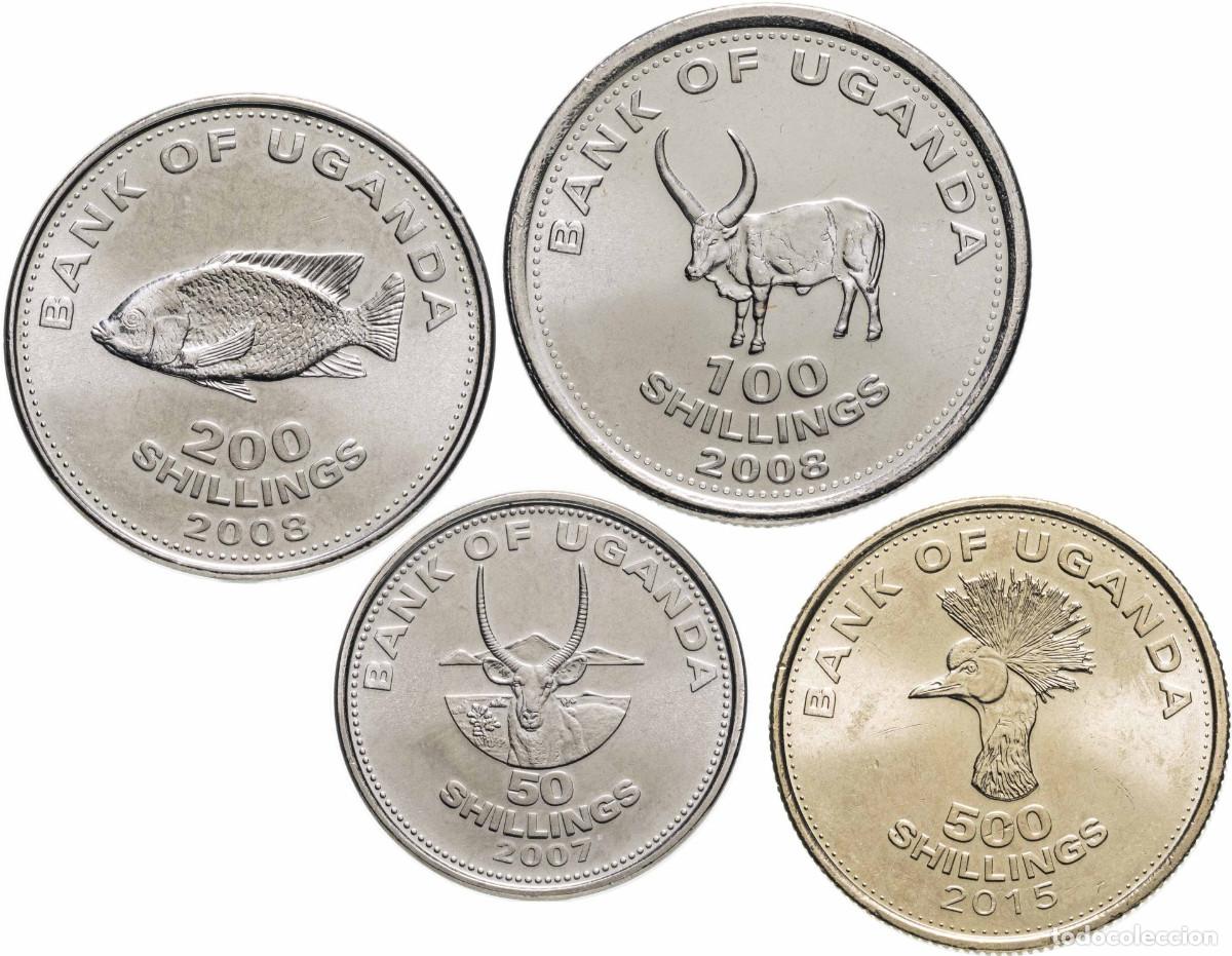 Monedas antiguas de &Aacute;frica: UGANDA serie 4 monedas (2015 -2022) Animales