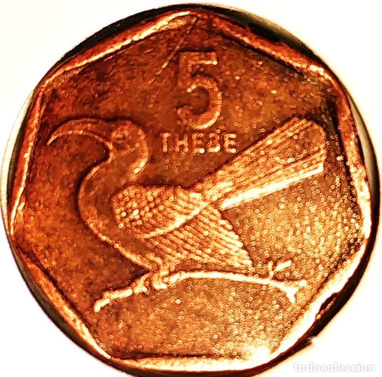 Monedas antiguas de &Aacute;frica: BOTSWANA (1976-2022) - 5 THEBE 1998 - REPUBLICA - A - 2,41 GR. ACERO COBREADO - DIAMETRO 16,90 mm