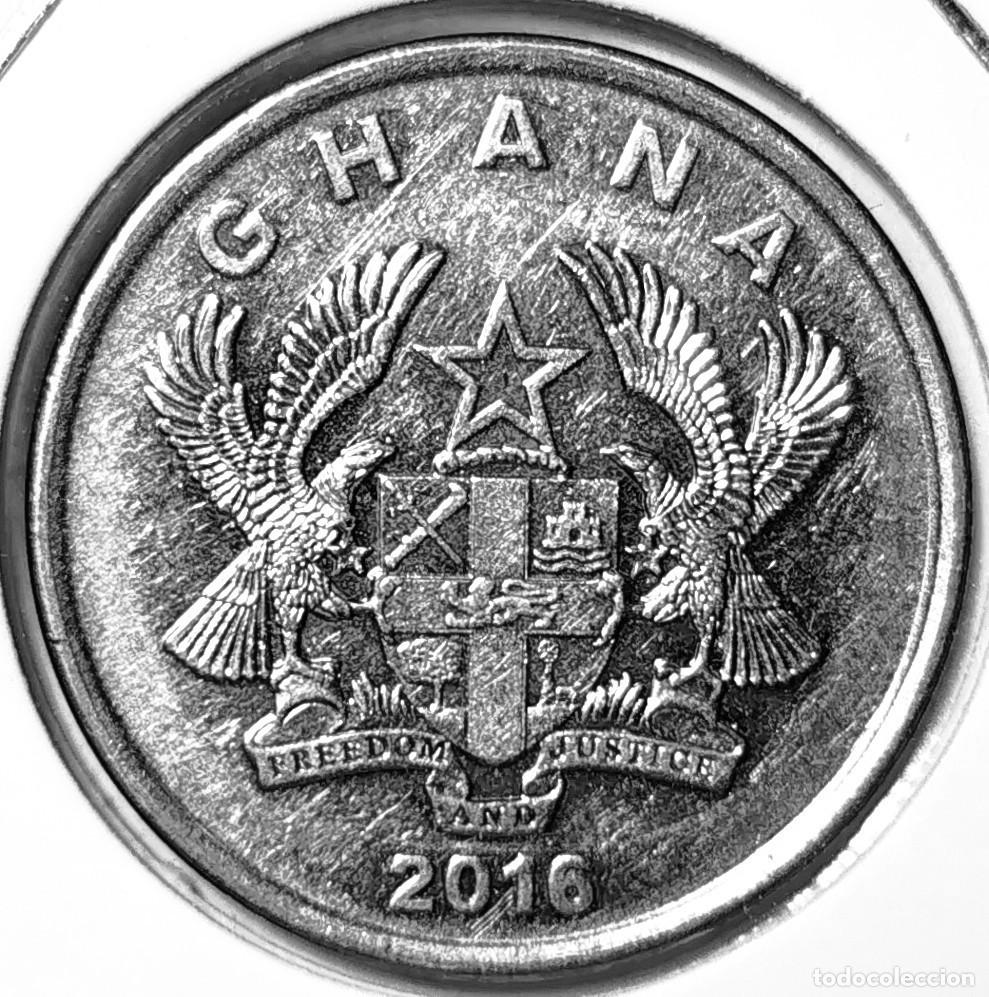 Monedas antiguas de &Aacute;frica: GHANA (1965-) - 20 PESEWAS 2016 - A - 4,40 GR. ACERO NIQUELADO - DIAMETRO 23,50 mm - MB - KM#40