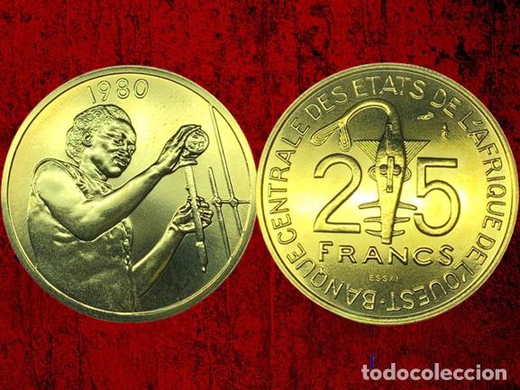 Monedas antiguas de &Aacute;frica: Africa del Oeste, 25 francs 1980, sin circular