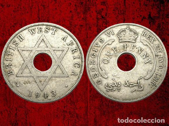 Monedas antiguas de &Aacute;frica: Africa Occidental Brit&aacute;nica 1 penny Londres, 1943