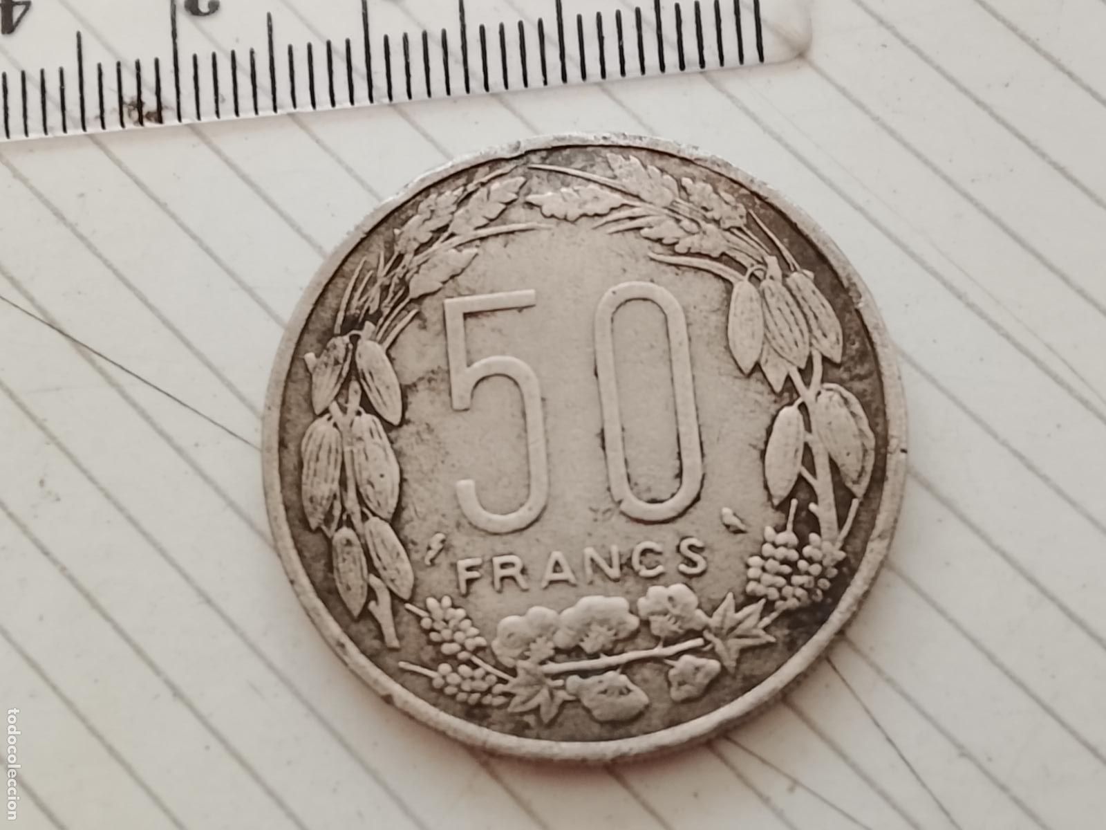 Monedas antiguas de &Aacute;frica: 50 francos &Aacute;frica Central 1961