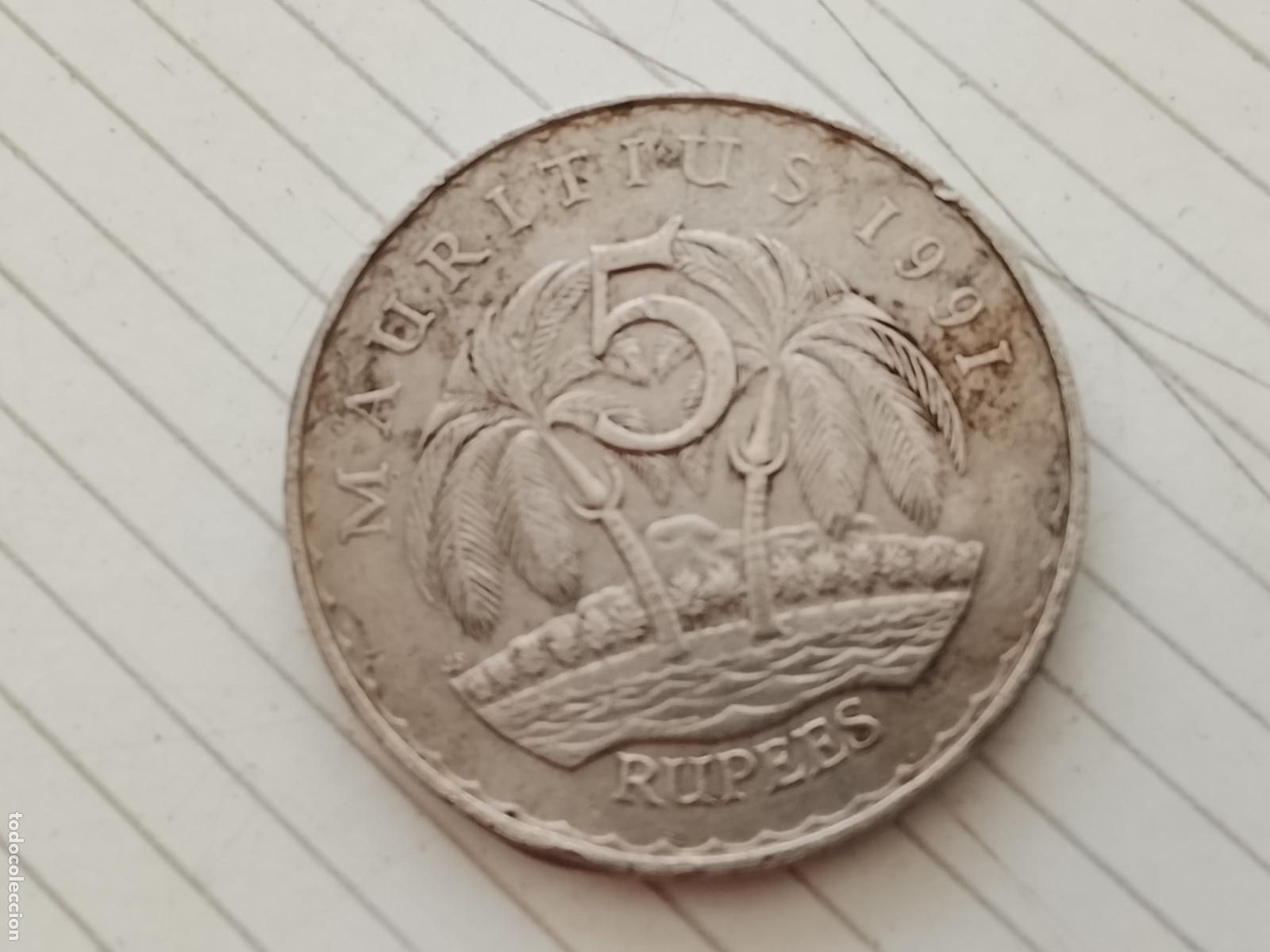 Monedas antiguas de &Aacute;frica: Islas Mauricio 5 rupees 1991 Mauritius