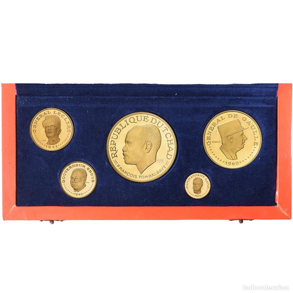 Monedas antiguas de &Aacute;frica: [#982537] Chad, Fran&ccedil;ois Tombalbaye, Set 5 Monnaies., 1970, MDP, Prueba, Oro, SC