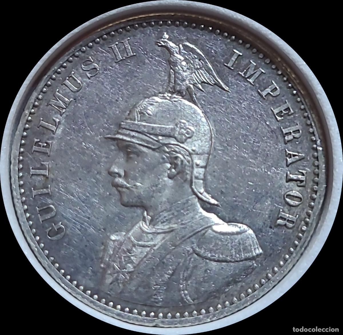 Monedas antiguas de &Aacute;frica: Alemania, colonia Africa Oriental 1891 German East Africa Silver Half Rupee / Media rupia, plat