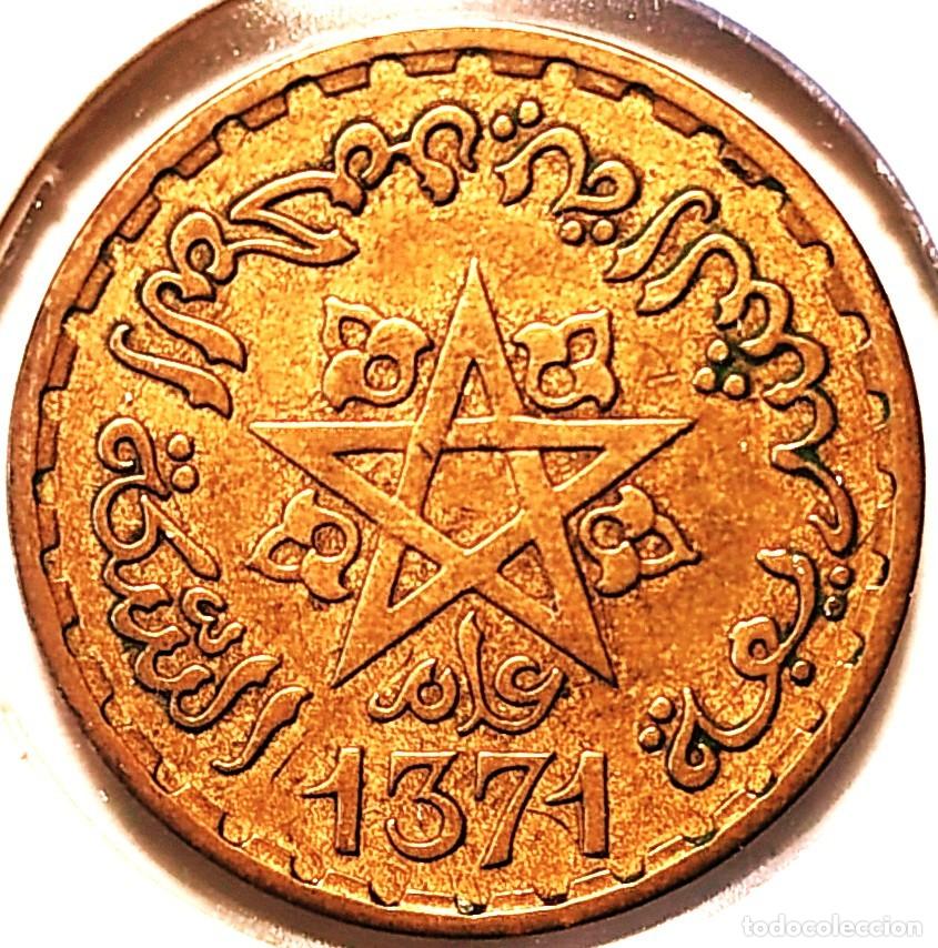 Alte M&uuml;nzen aus Afrika: MARRUECOS (1921-1956) - 10 FRANCOS AH1371 (1952) - PROTECTORADO FRANCES - MOHAMED V - C - 3 GR. COBR