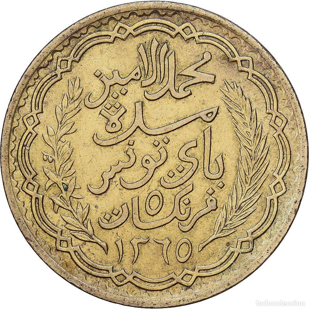 Monedas antiguas de &Aacute;frica: [#1552176] T&uacute;nez, Muhammad al-Amin Bey, 5 Francs, AH 1366/1946, Paris, Aluminio - bronce