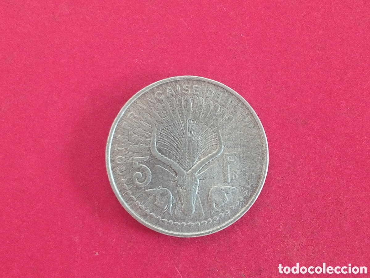 Monedas antiguas de &Aacute;frica: 5 francos Somalia francesa 1959