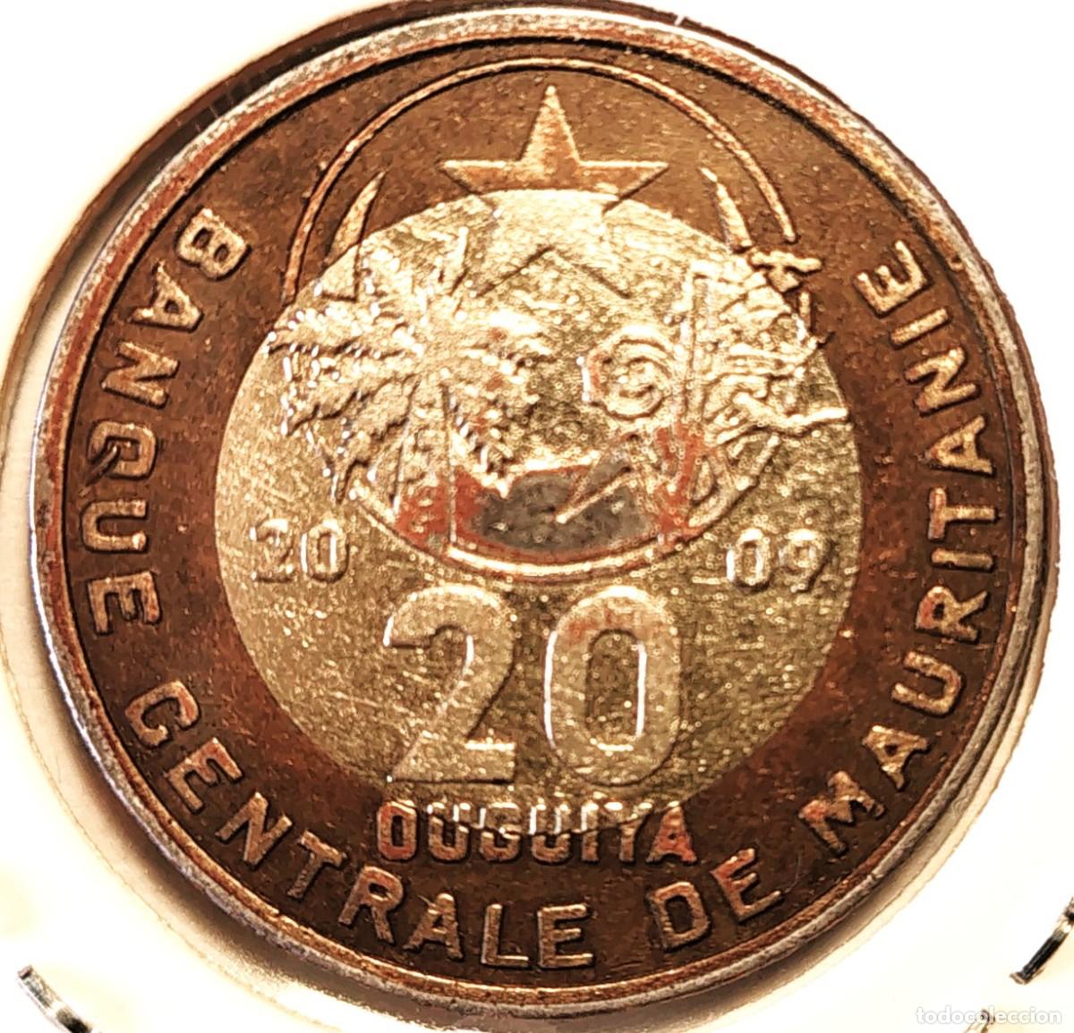Monedas antiguas de &Aacute;frica: MAURITANIA (1973-2018) - 20 OUGUIYA 2009 - REPUBLICA ISLAMICA - A - 7 GR. BIMETALICA - DIAMETRO 26 m