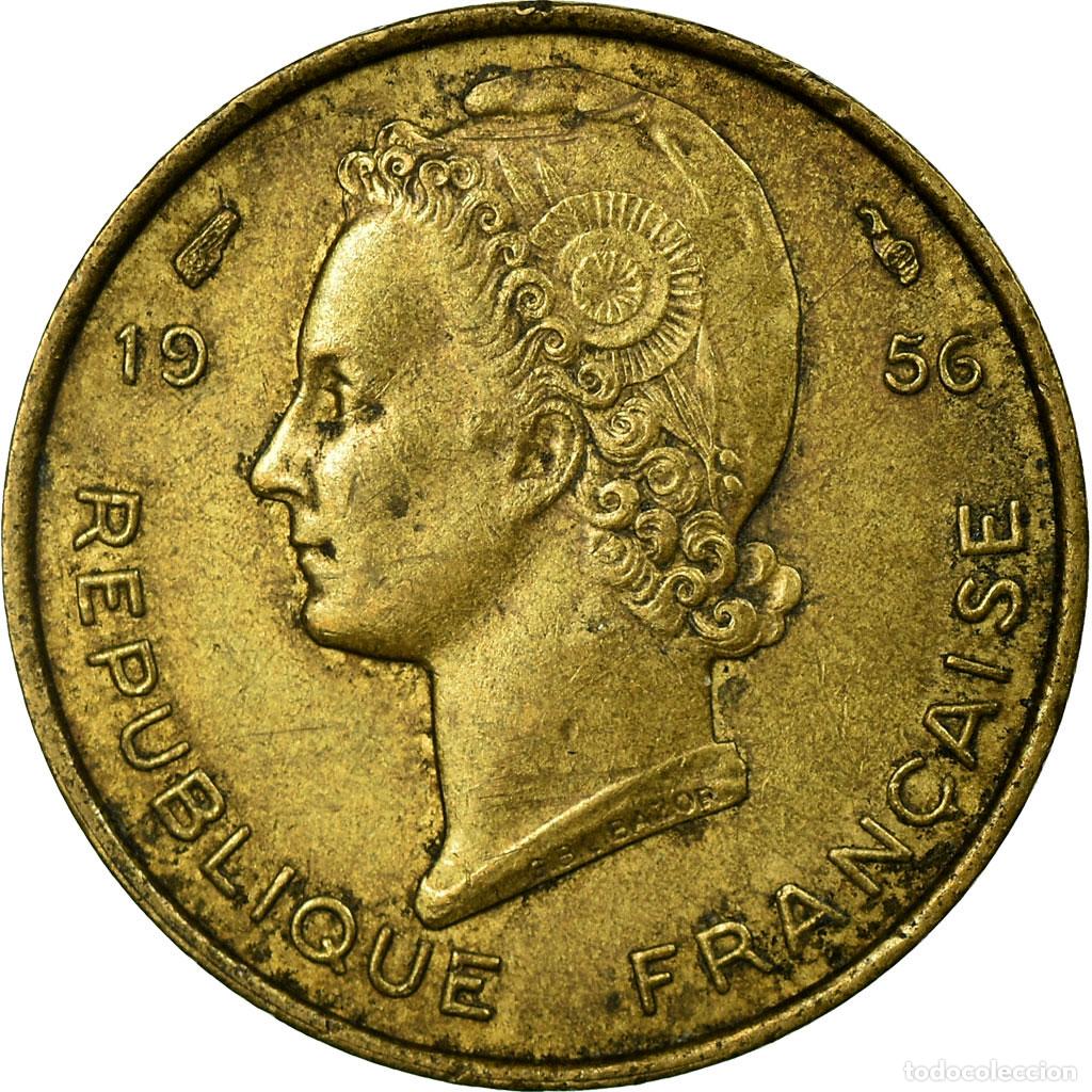 Monedas antiguas de &Aacute;frica: [#674220] Moneda, &Aacute;frica oriental francesa, 5 Francs, 1956, Paris, MBC, Aluminio -