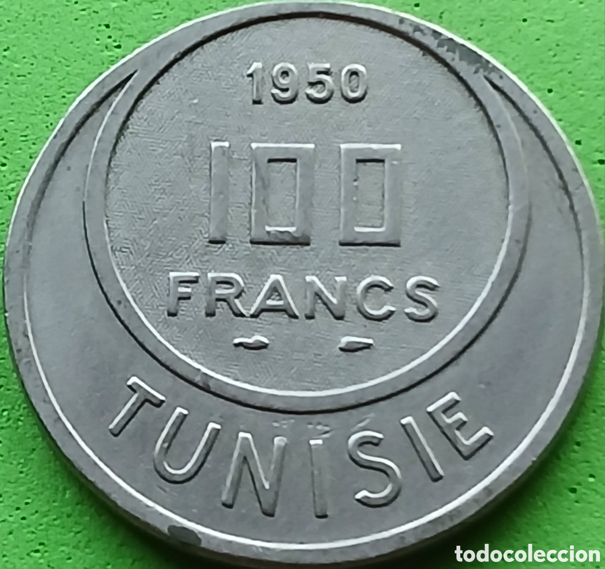 Monedas antiguas de &Aacute;frica: T&uacute;nez 100 francos 1950 km#276