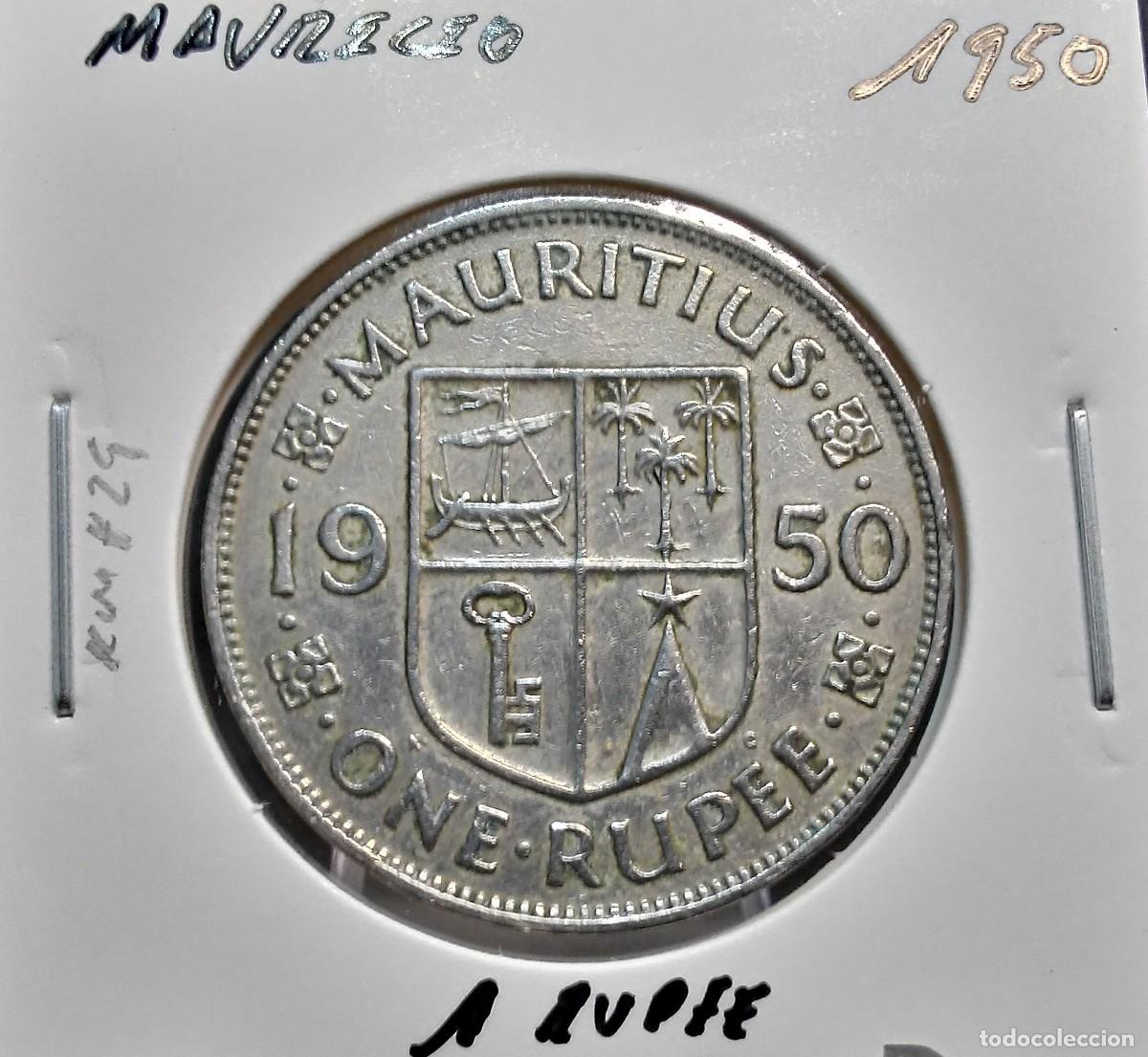 Monedas antiguas de &Aacute;frica: MAURICIO / MAURITIUS 1 RUPIA / RUPEE 1950 KM#29 MBC.