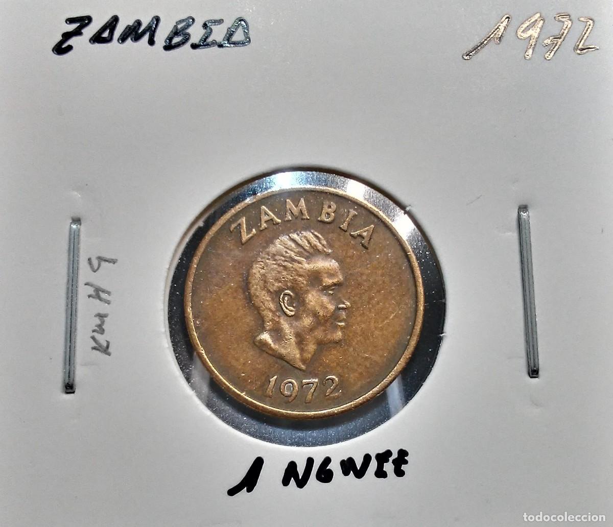 Monedas antiguas de &Aacute;frica: ZAMBIA 1 NGWEE 1972 KM#9 MBC.