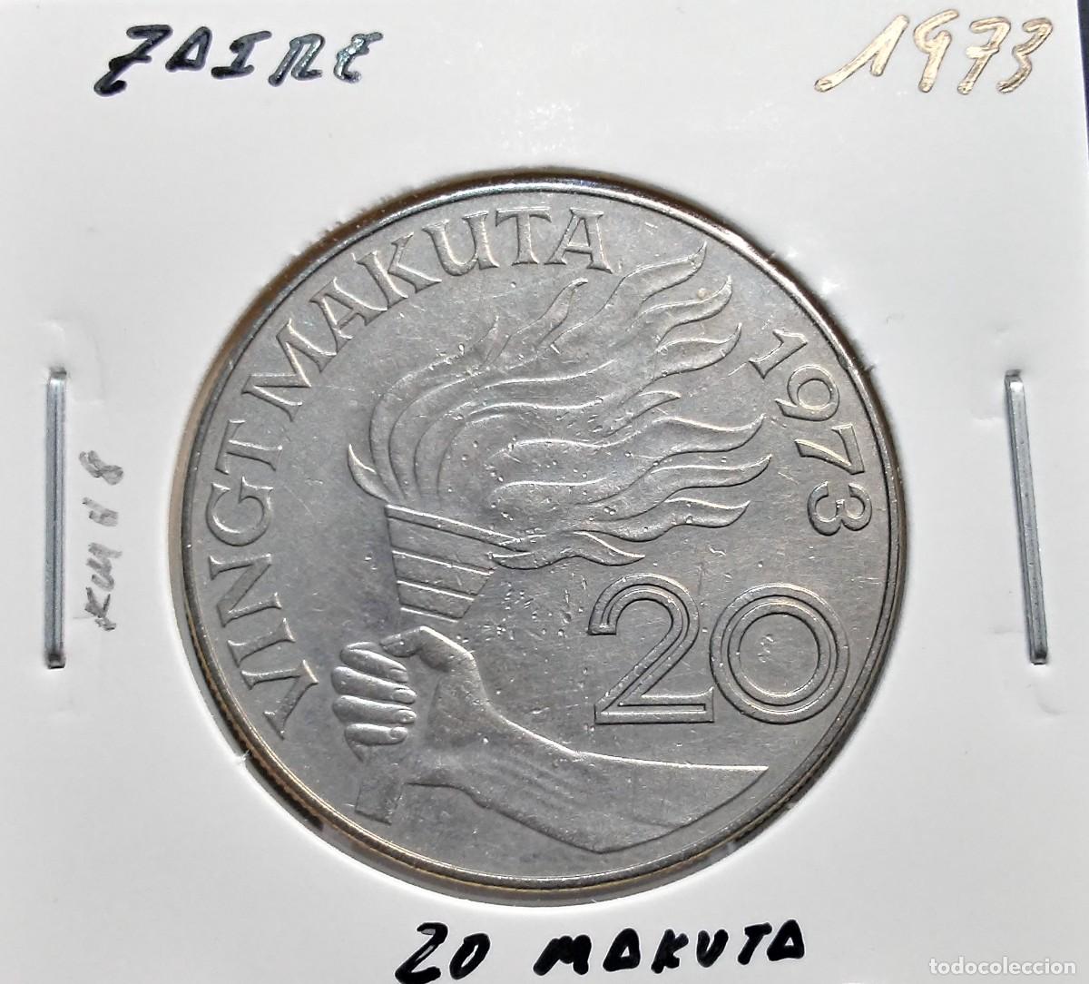 Monedas antiguas de &Aacute;frica: ZAIRE 20 MAKUTA 1973 KM#8 MBC.