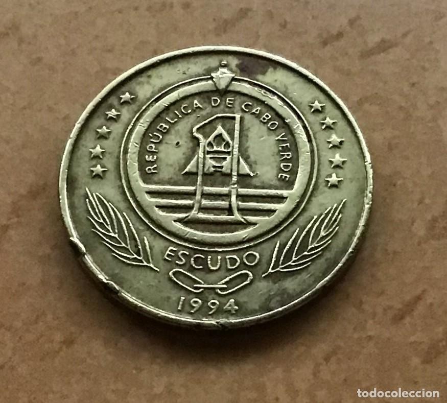 Monedas antiguas de &Aacute;frica: 1 escudo conmemorativo de Cabo Verde. A&ntilde;o 1994. Tortuga
