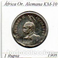 Monedas antiguas de &Aacute;frica: AFRICA ORIENTAL ALEMANA1908, 1 RUPIA, KM-10, AG;