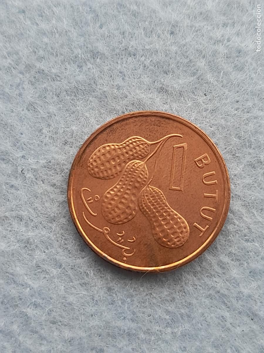 Alte M&uuml;nzen aus Afrika: Gambia. 1 Butut. A&ntilde;o 1998.