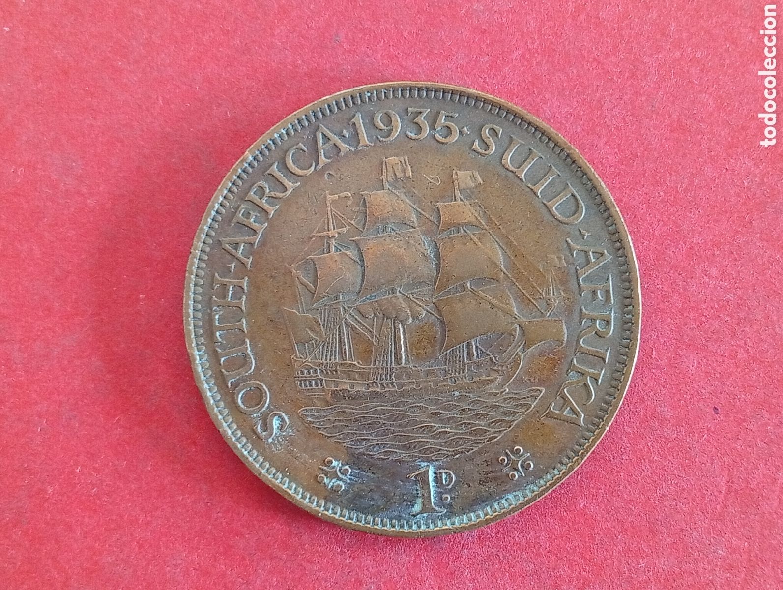 Monedas antiguas de &Aacute;frica: 1 penique de Sud&aacute;frica 1935