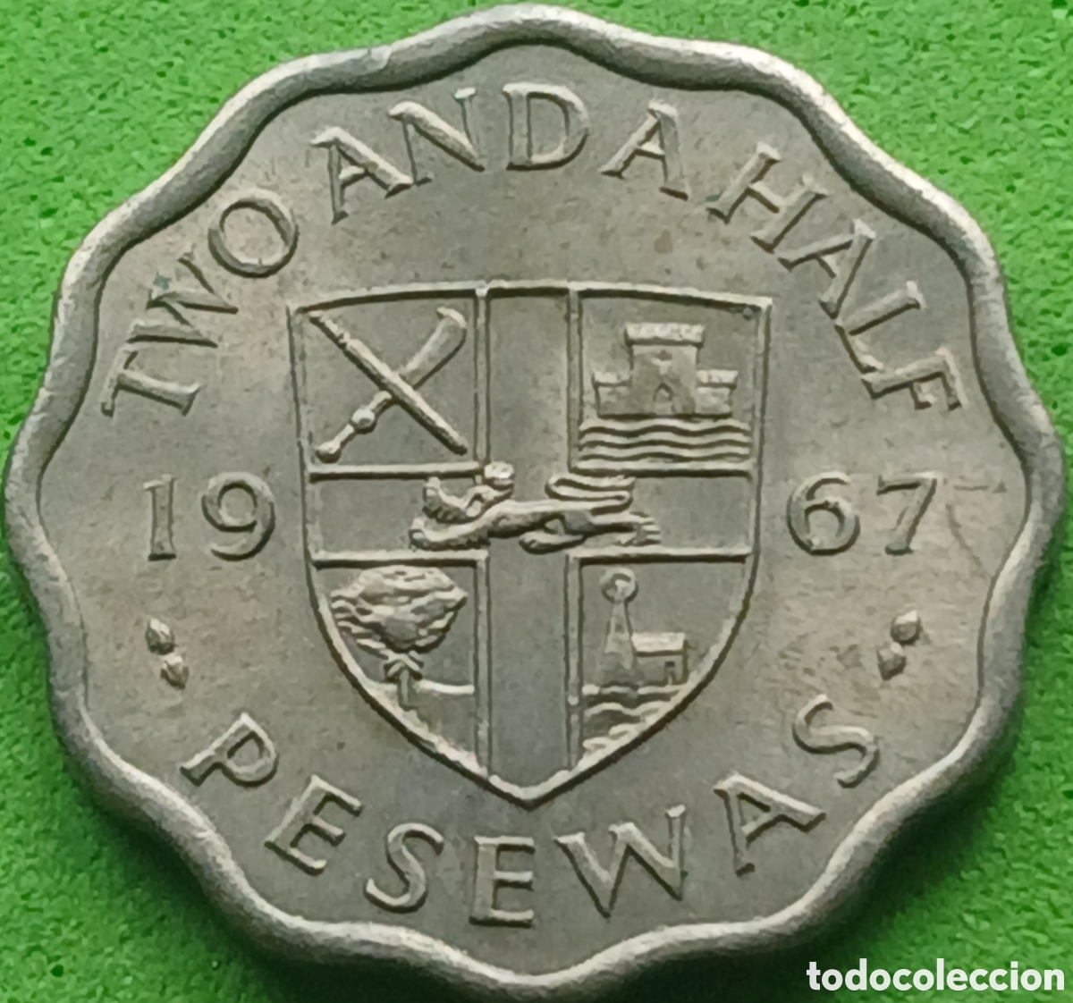 Monedas antiguas de &Aacute;frica: Ghana 2&frac12; pesewas 1967 km#14