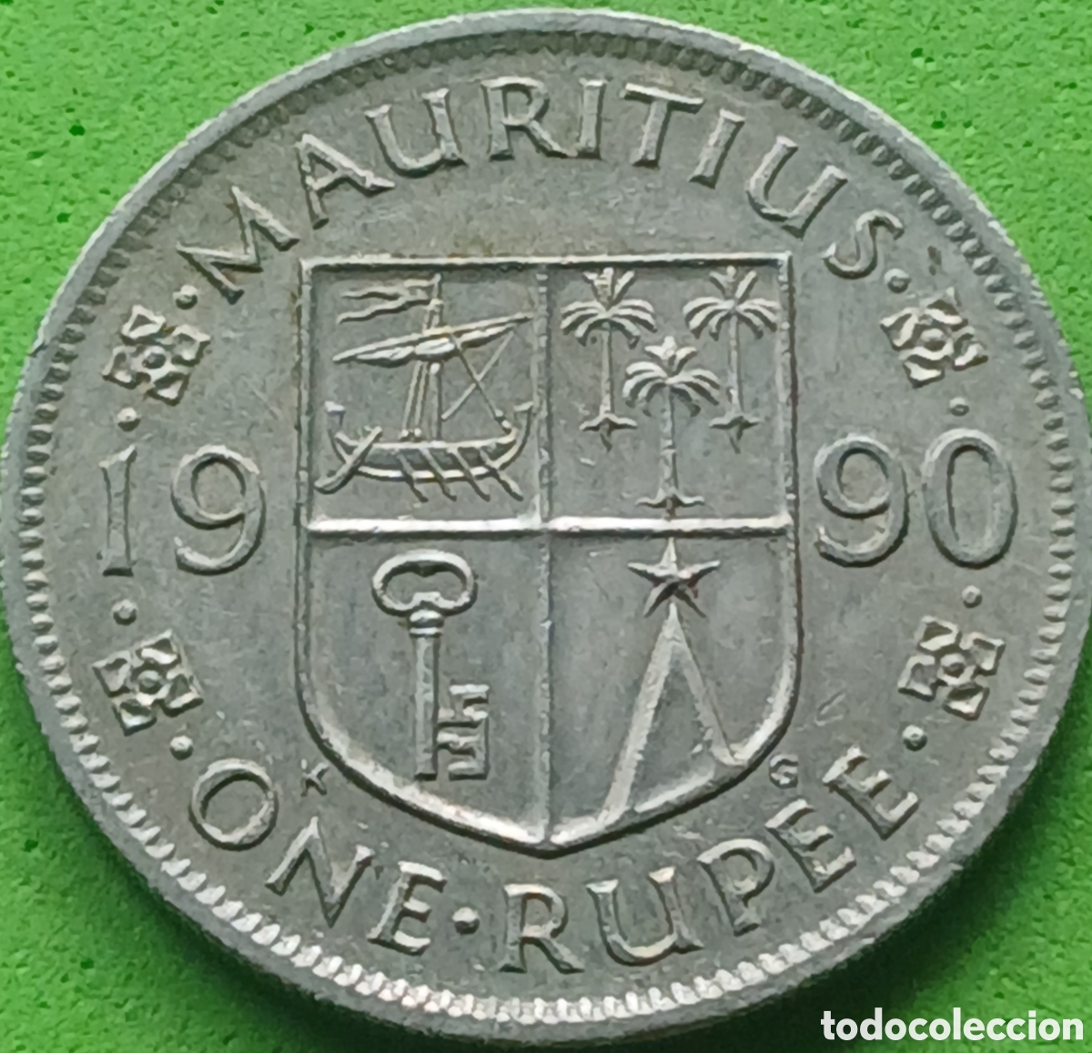 Monedas antiguas de &Aacute;frica: Mauricio one rupee 1990 km#55