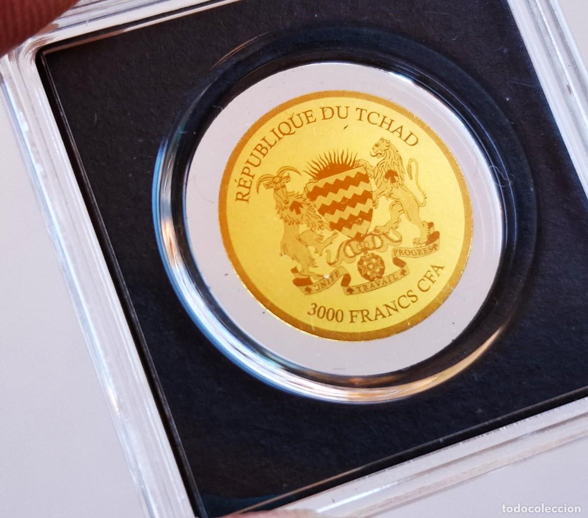 Alte M&uuml;nzen aus Afrika: 1/1000 OZ GOLD 999/1000 - TCHAD 3000 FRANCS CFA - MONEDA ORO DE 16.MM DIAMETRO EN CAPSULA