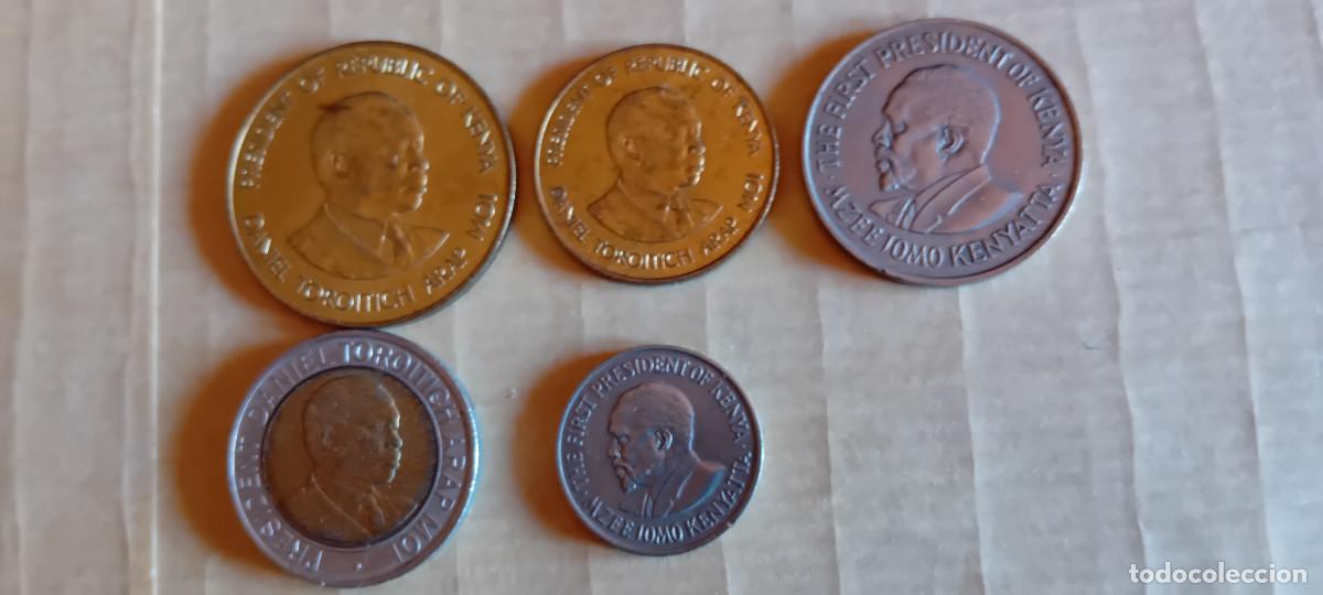 Monedas antiguas de &Aacute;frica: KENIA LOTE DE 5 MONEDAS DESDE 20 CHELINES A 5 CENTS 1969 A 1998