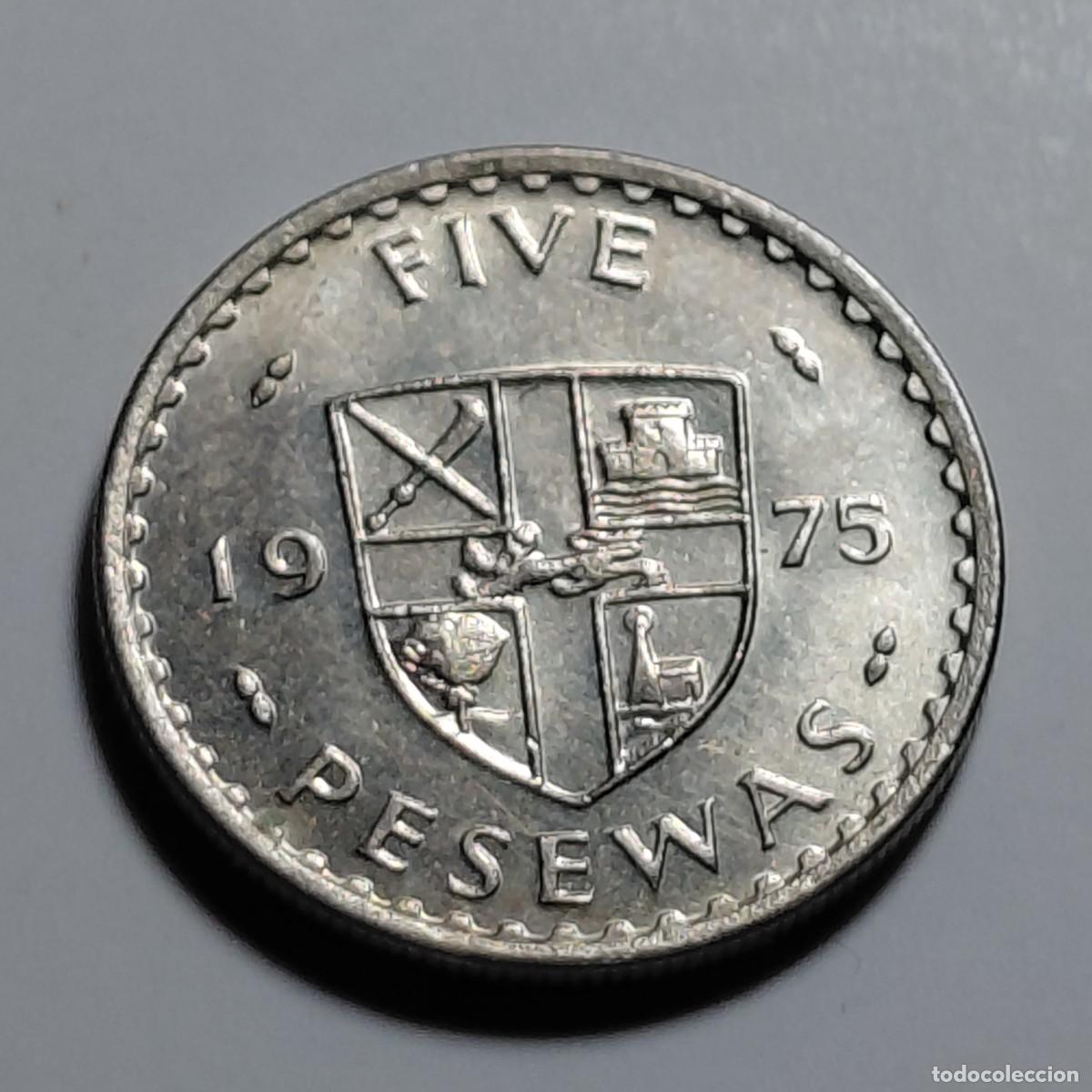 Monedas antiguas de &Aacute;frica: GHANA - 5 PESEWAS 1975 KM15