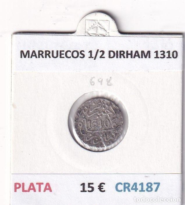 Old Coins of Africa: CR4187 MONEDA MARRUECOS 1/2 DIRHAM 1310 PLATA