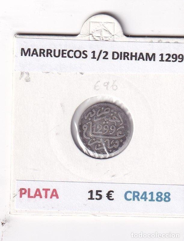 Old Coins of Africa: CR4188 MONEDA MARRUECOS 1/2 DIRHAM 1299 PLATA