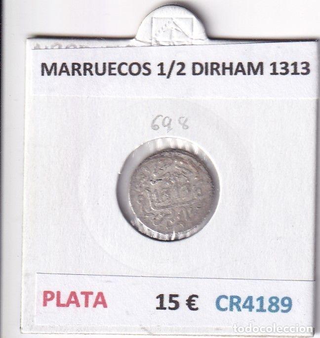 Old Coins of Africa: CR4189 MONEDA MARRUECOS 1/2 DIRHAM 1313 PLATA