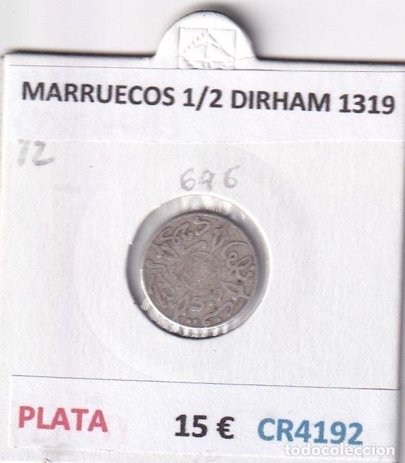 Old Coins of Africa: CR4192 MONEDA MARRUECOS 1/2 DIRHAM 1319 PLATA
