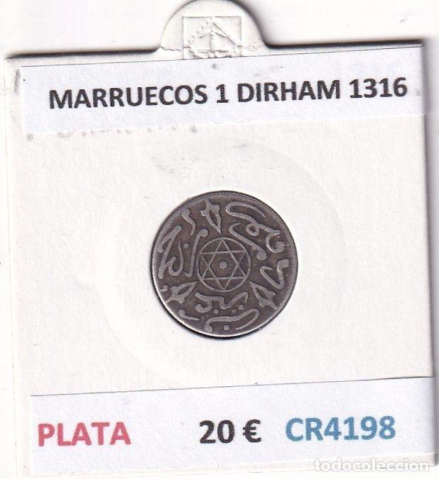Old Coins of Africa: CR4198 MONEDA MARRUECOS 1 DIRHAM 1316 PLATA