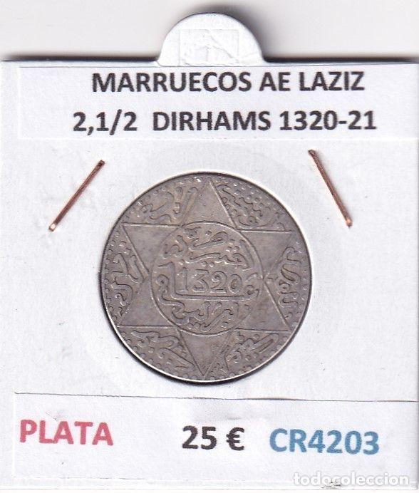 Old Coins of Africa: CR4203 MONEDA MARRUECOS ABD AL-AZIZ 2,1/2 DIRHAMS 1320-21 PLATA