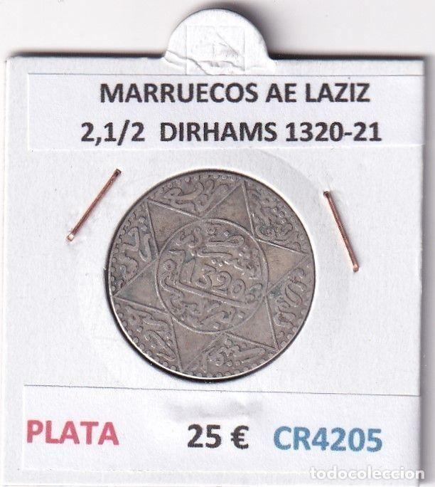 Old Coins of Africa: CR4205 MONEDA MARRUECOS ABD AL-AZIZ 2,1/2 DIRHAMS 1320-21 PLATA