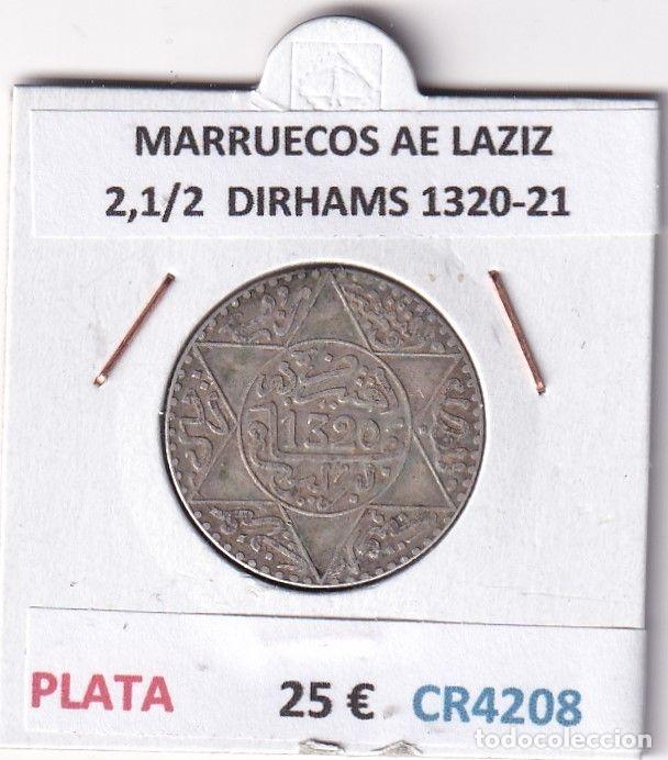 Old Coins of Africa: CR4208 MONEDA MARRUECOS ABD AL-AZIZ 2,1/2 DIRHAMS 1320-21 PLATA