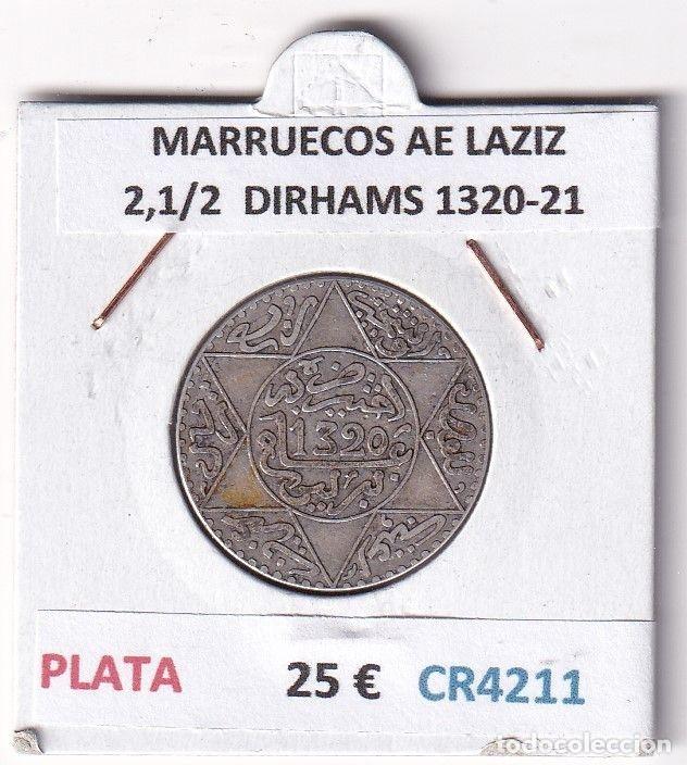 Old Coins of Africa: CR4211 MONEDA MARRUECOS ABD AL-AZIZ 2,1/2 DIRHAMS 1320-21 PLATA