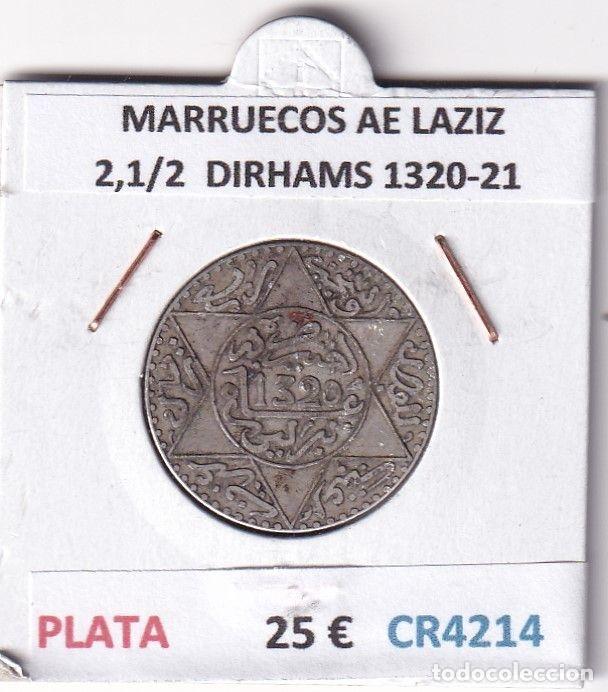 Old Coins of Africa: CR4214 MONEDA MARRUECOS ABD AL-AZIZ 2,1/2 DIRHAMS 1320-21 PLATA