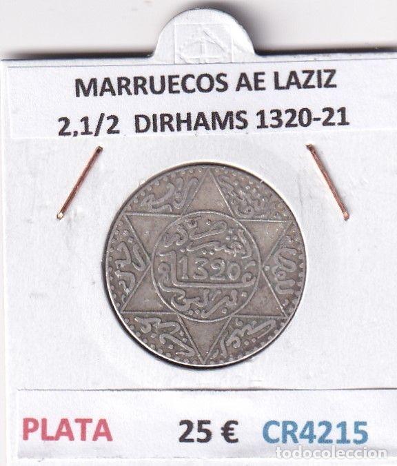 Old Coins of Africa: CR4215 MONEDA MARRUECOS ABD AL-AZIZ 2,1/2 DIRHAMS 1320-21 PLATA