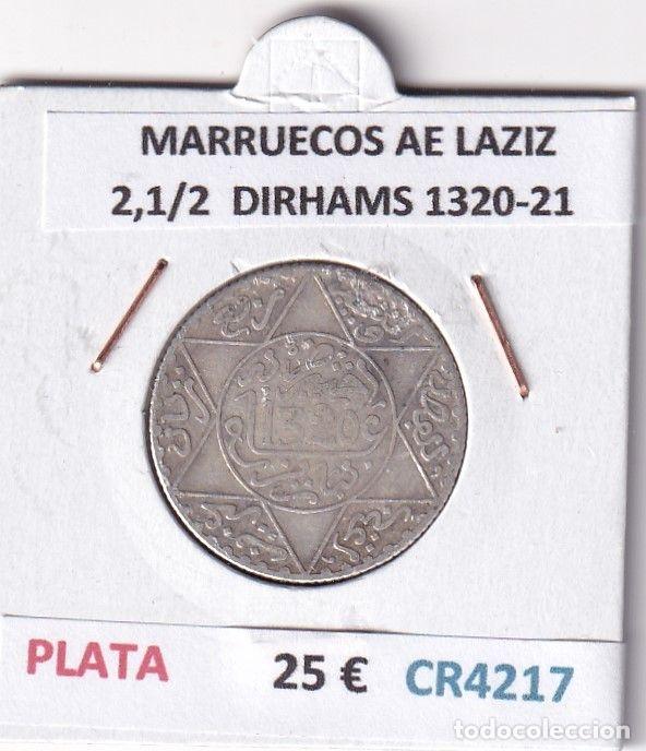 Old Coins of Africa: CR4217 MONEDA MARRUECOS ABD AL-AZIZ 2,1/2 DIRHAMS 1320-21 PLATA