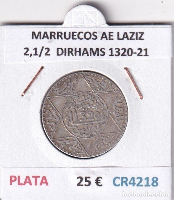 Moedas antigas de &Aacute;frica: CR4218 MONEDA MARRUECOS ABD AL-AZIZ 2,1/2 DIRHAMS 1320-21 PLATA