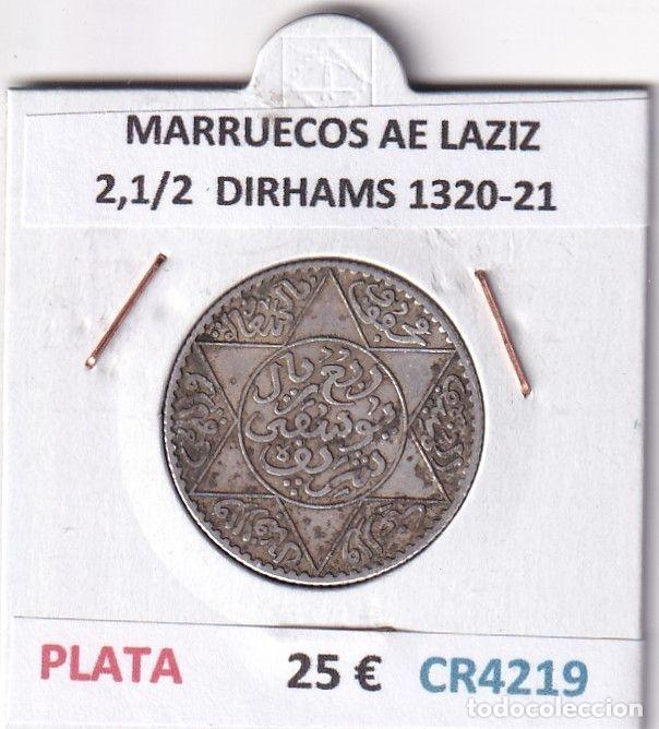 Moedas antigas de &Aacute;frica: CR4219 MONEDA MARRUECOS ABD AL-AZIZ 2,1/2 DIRHAMS 1320-21 PLATA
